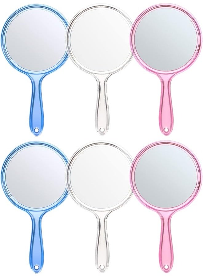 مراة مكياج اكريليك دائرية الشكل محمولة باليد -للحمام وطاولة الزينة - والحلاقة والصالونات ولمجموعة السفر - تصميم أنيق ومدمج لسهولة الحمل والتخزين،- متعدد الالوان - Image 2